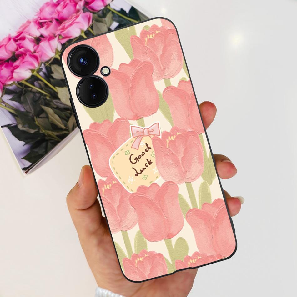 For Tecno Spark 9 Pro KH7 KH7n Cute Cartoon Phone Case For Tecno Spark 9Pro Black Silicone Soft TPU Cases