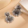 Vintage Sunflower Alloy Earrings Drop for Women Exaggerate Daily Party Banquet Earrings Y2K Jewelry Accessories 2025 New