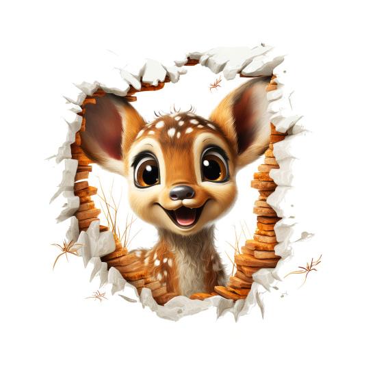 

Christmas Wall Decals Animal Design Sticker PVC Removable 2D Sticker Creative Broken Wall Art for Kids Bedroom Playroom Home Decor