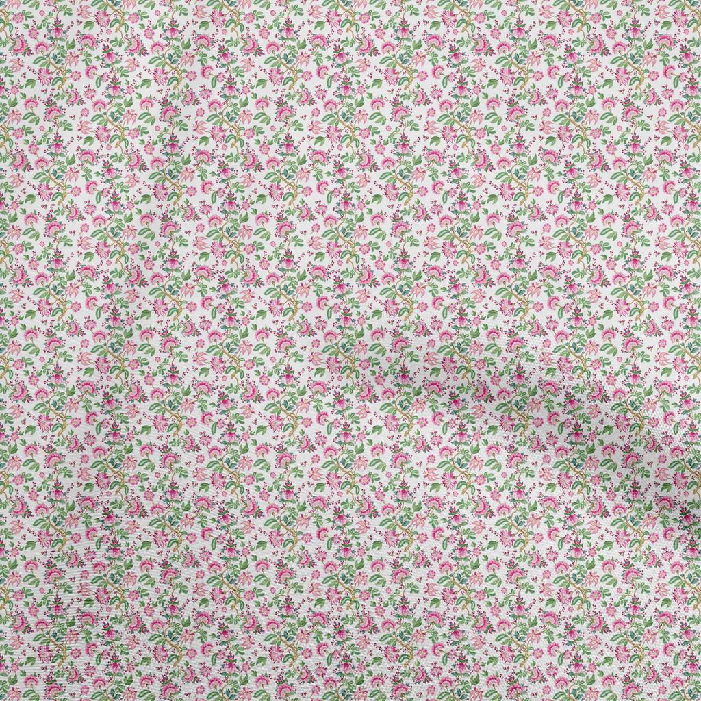 oneOone Cotton Poplin Dark Magenta Fabric Jacobean Floral Sewing Material Print Fabric By The Yard 42 Inch