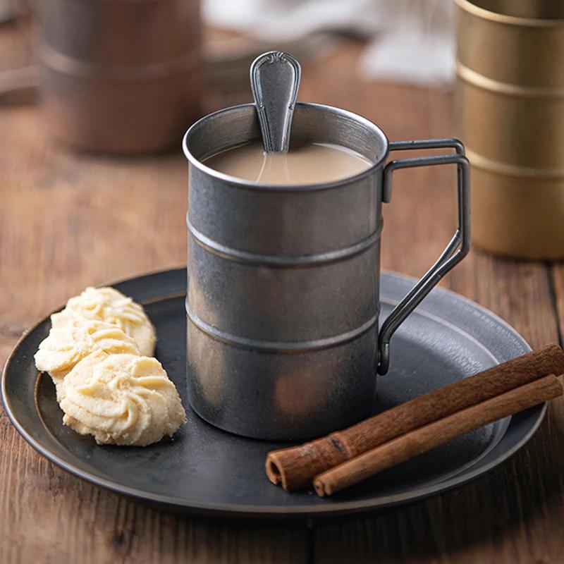 Travel Coffee Mug Retro Stainless Steel Cup Beer Mug Espresso Coffee Cups Cafe Bar Party Drinkware Camping Cup Milk Tea Mug Gift