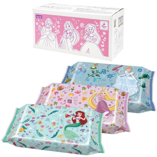 LEC Disney 99% Pure Water Hand Wipes, 60 Sheets X 20 Packs (Disney Princesses) / 1200 Sheets / Contains Moisturizing Ingredients (tea Leaf Extract) /