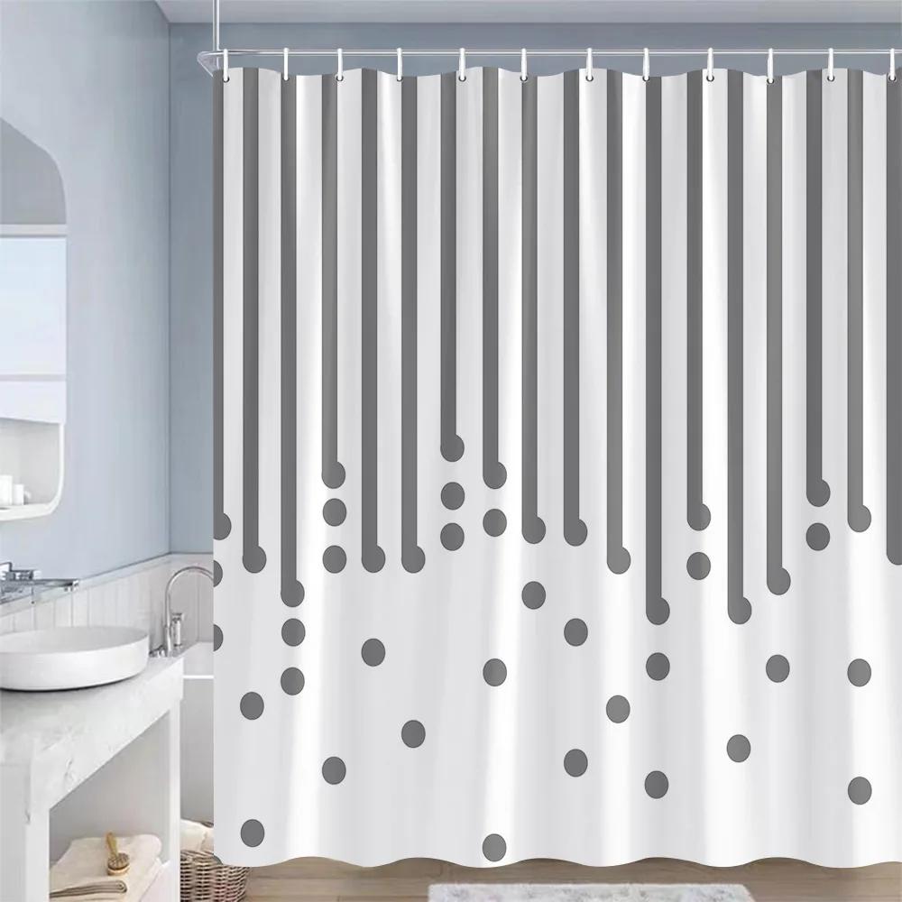 

Красочные полосатые шторки для душа красный желтый синий фиолетовый круглые точки современные геометрические шторки для ванной декор полиэстер с крючками 90x180cm-35x70in