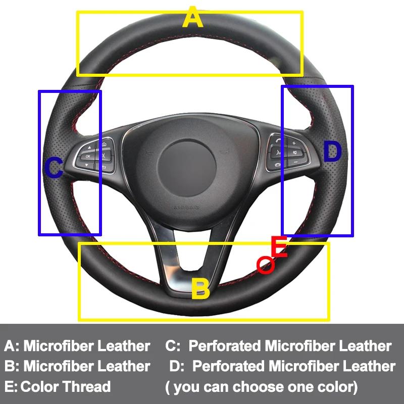 Hand Sewing Car Steering Wheel Wrap for Mercedes-Benz Vito III ( W447 ) 2015 - 2026 Circular Shape Braid On The Steering Wheel