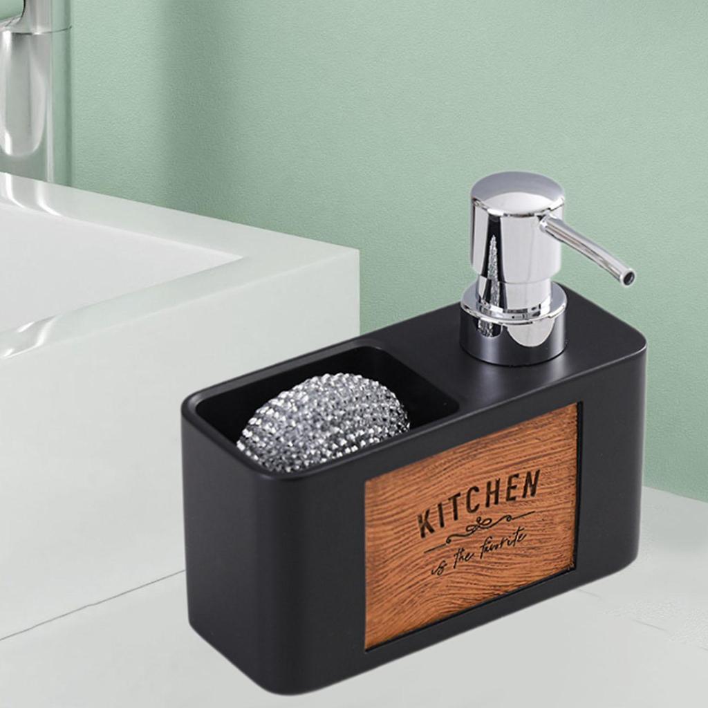 Kitchen Soap Dispenser with Sponge Holder,Refillable,Bathroom Organizer,Brush