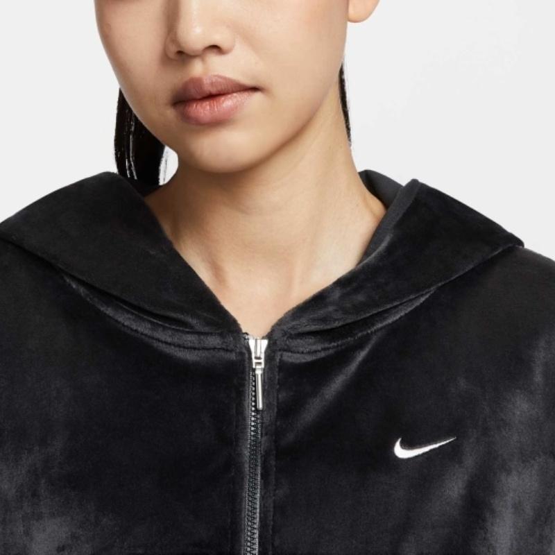 Nike Bluza z kapturem NSW NK CHLL VLR FZ Jednolity kolor Wszechstronna Wygodna Miękka Kurtka z długim rękawem Kurtki damskie Czarna HJ0958010