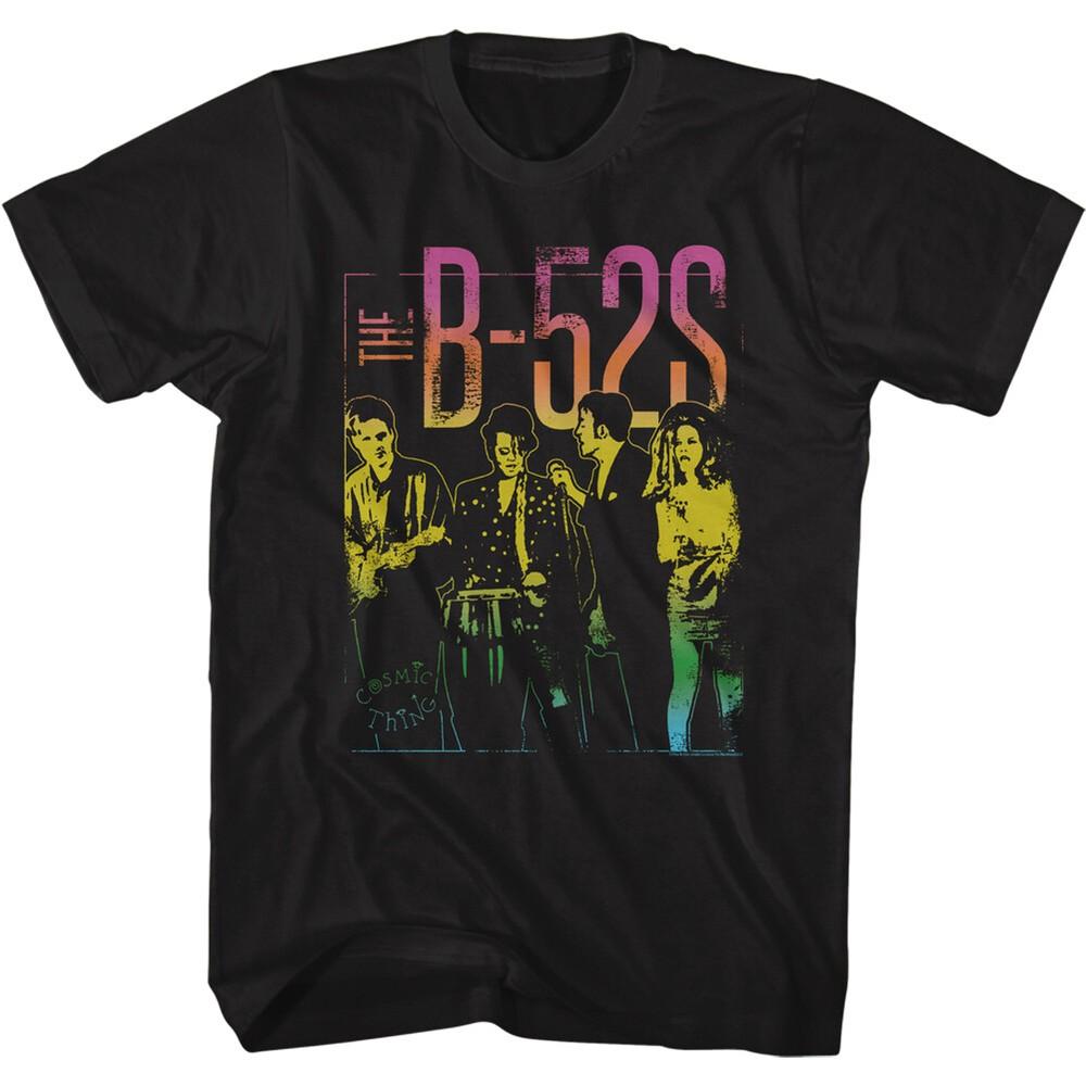 

The B52039;s Band Photo Gradient T-Shirt New Punk Music Black Cotton Mens Merch Unisex T-Shirt L