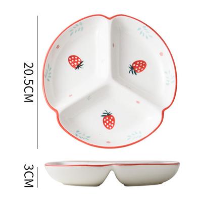 Three Grid Breakfast Plate Premium Ceramic Divided Food Tray for Family Morning Meal Healthy Safe Non-Toxic Multi Compartment