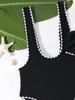 Fashion Black Two Piece Triangle Bikini Set Sexy Backless Swimsuit For Beach Vacation