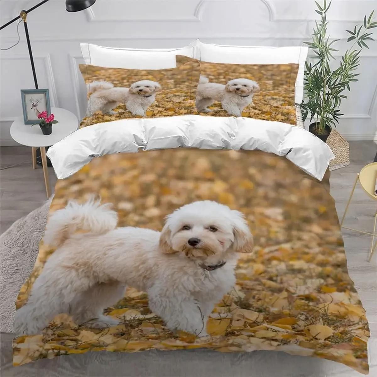 

Adorable Lovely Dog Soft Duvet Cover Set Single Twin Quen For Girl Ten Young Boys Pet Dog Theme Beding Set Polyester Kawai Animal Warm Comforter Cover 135*200cm Eu-Single
