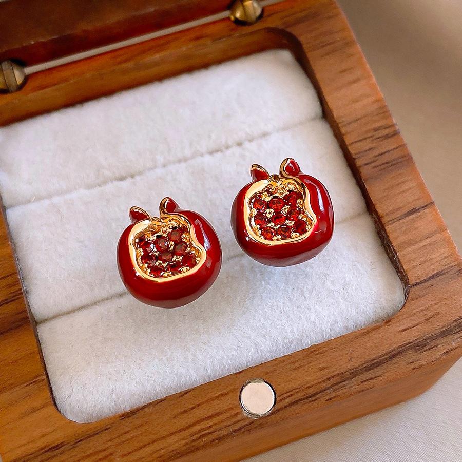 Ретро красные серьги-гвоздики с бриллиантовым гранатом и каплями масла, персонализированные, универсальные серьги для женщин