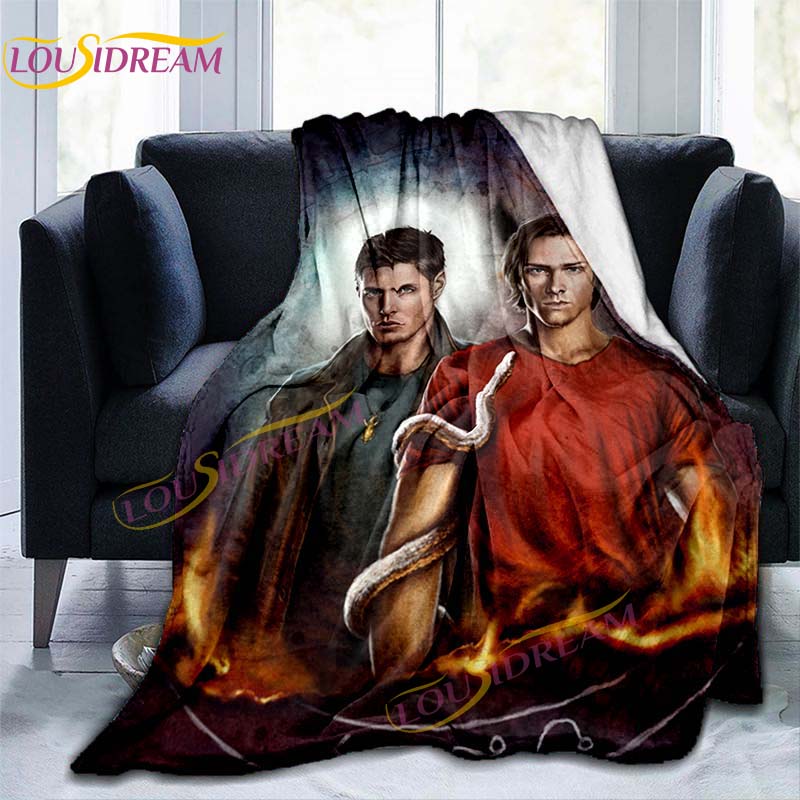 TV Series Supernatural 3D Printed Blanket Couch Cover Travel Bedding Plush Throw Blanket Bedspread for Kids Men Flannel Blanket