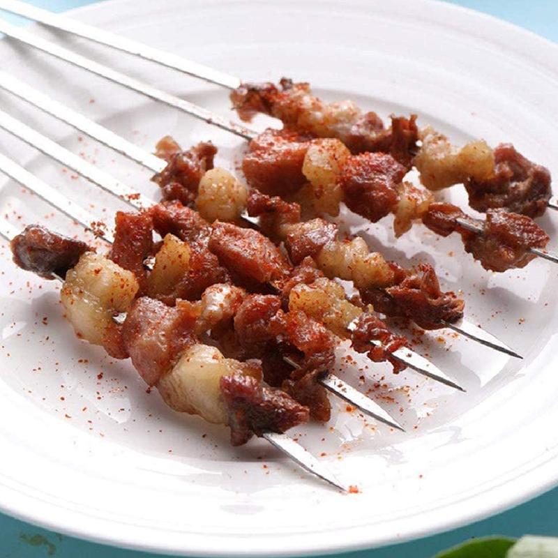 50Pcs Stainless Steel Barbecue Skewer Reusable BBQ Skewers Kebab Iron Stick For Outdoor Camping Picnic Tools Cooking Tools 35cm