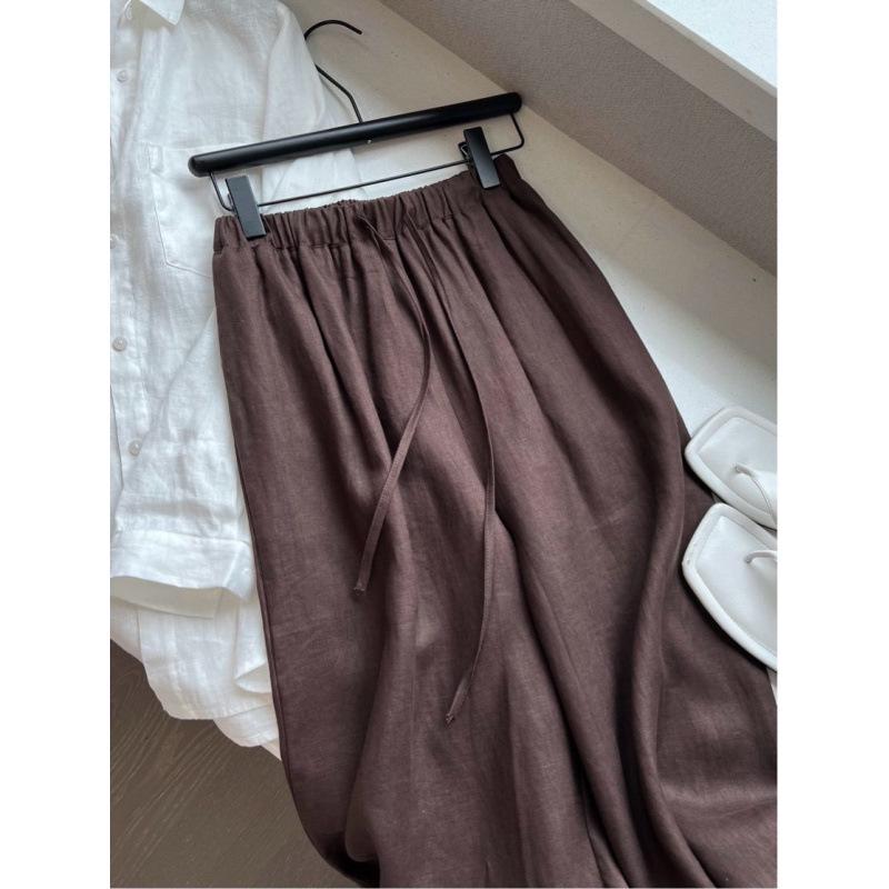 Tencel Linen Yamamoto Women s Wide-Leg Japanese Drape Floor-Length Pants M