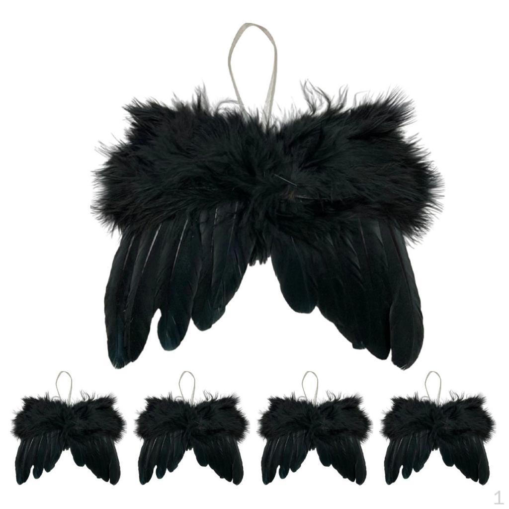 5 Pieces Angel Wing Feather Hanging Wing, Christmas Decorations for Holiday, Party