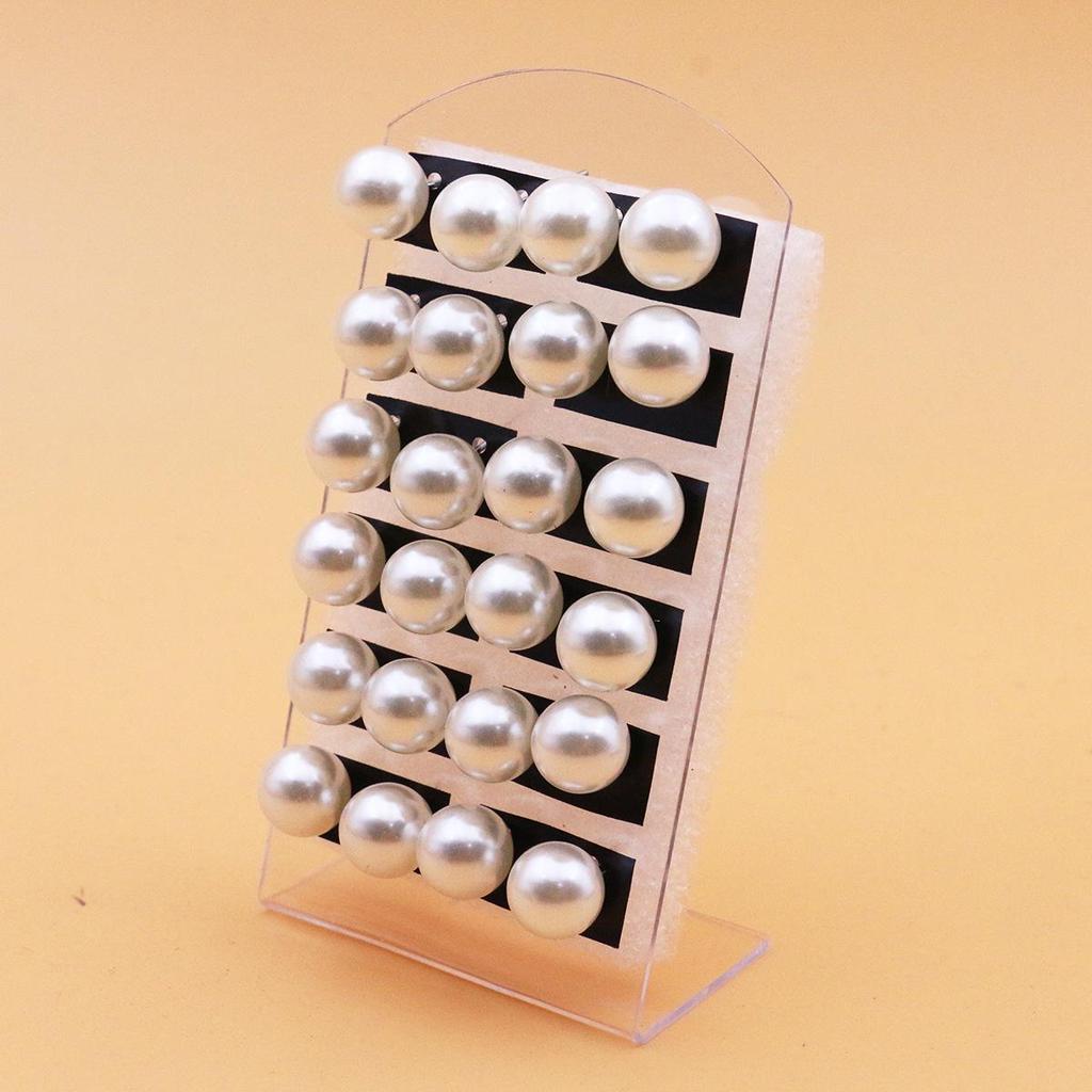 Classic 12-Pair Pearl Stud Earrings Set with Iron Needle