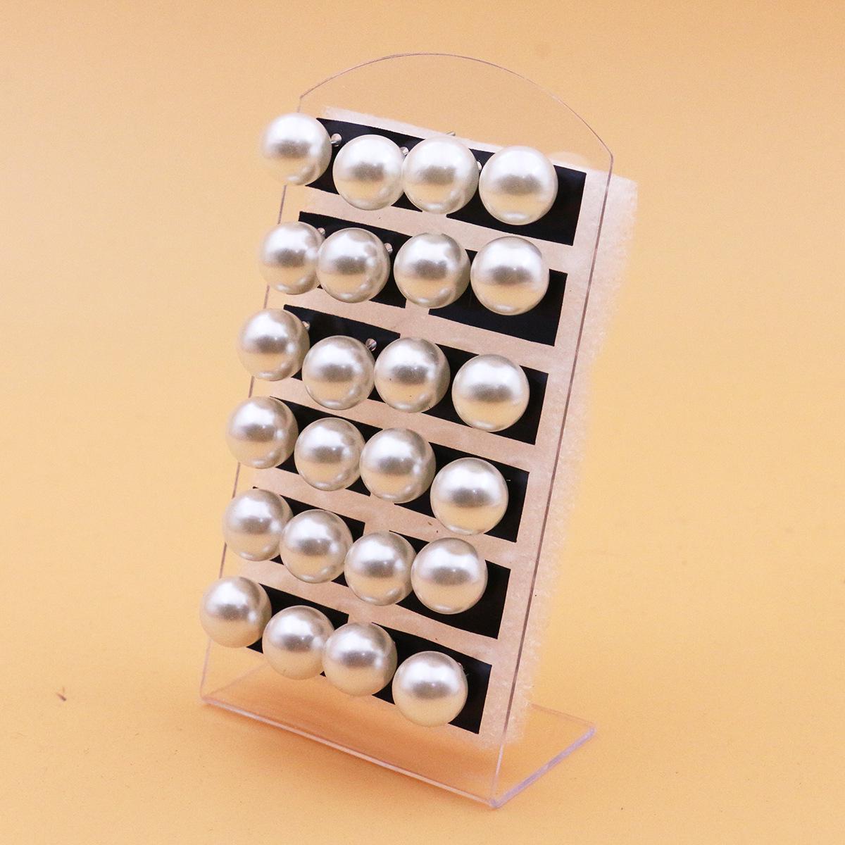 

Класичний набір сережок-пусетів з перлами, 12 пар, з залізною голкою Color Random Mix, may differ from image