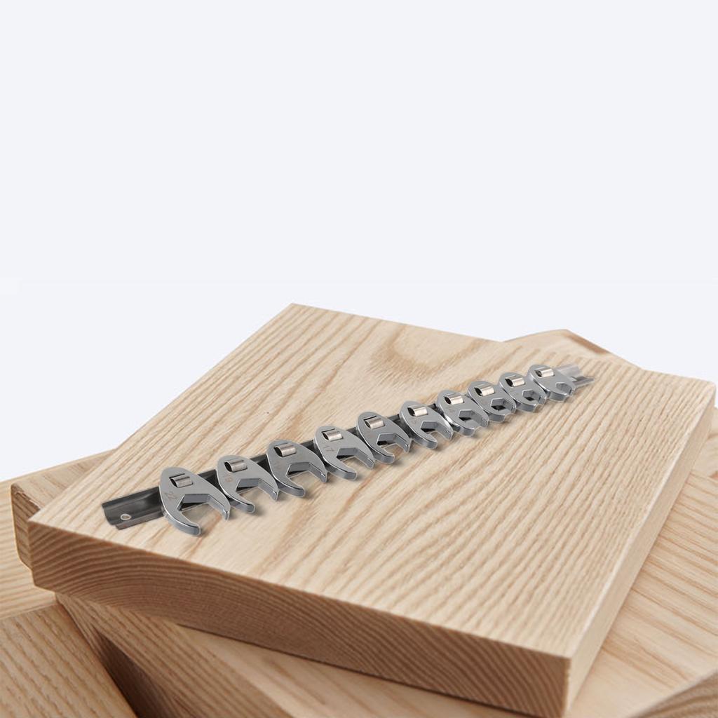 Set of 10 Crowfoot Wrenches with a 3/8 Inch Drive, Ranging from 10 To 22Mm, Designed for Use with Torque Wrench Keys