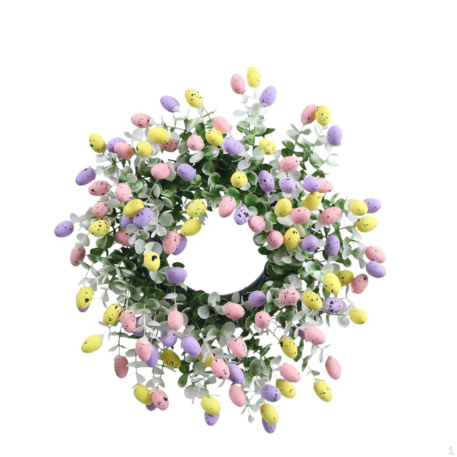 

Easter Wreath with Colorful Eggs Decoration Props Compact Spring Garland for Wedding
