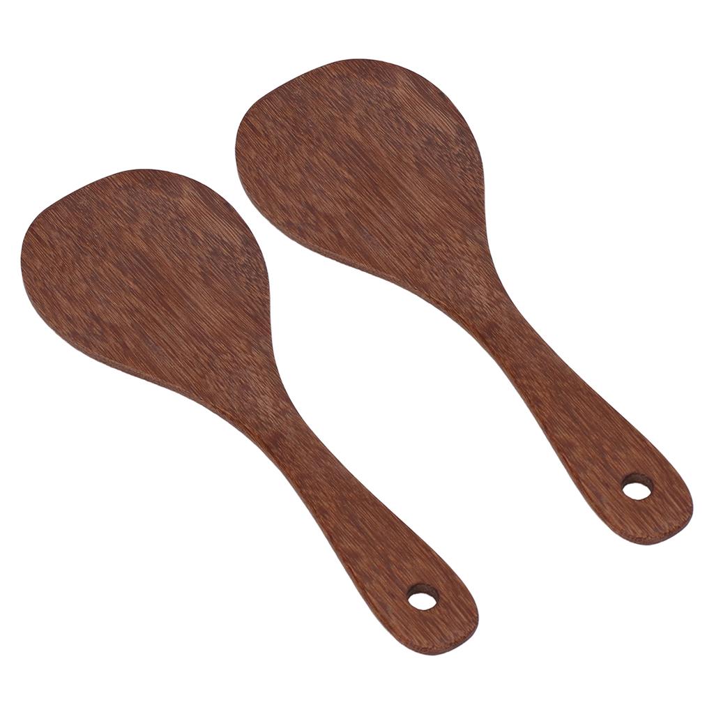 2 Pcs Rice Paddle Natural Wooden Rice Cooker Spatula Kitchen Cooking Spoons for Mixing and Serving RiceRound Mouth