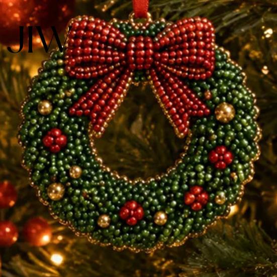 Beaded Christmas Decorations Bead Craft Kit, Ornament DIY Create Tree Snowflake Art Holiday Wreath Stocking, Festive Kit for Adults, Handmade