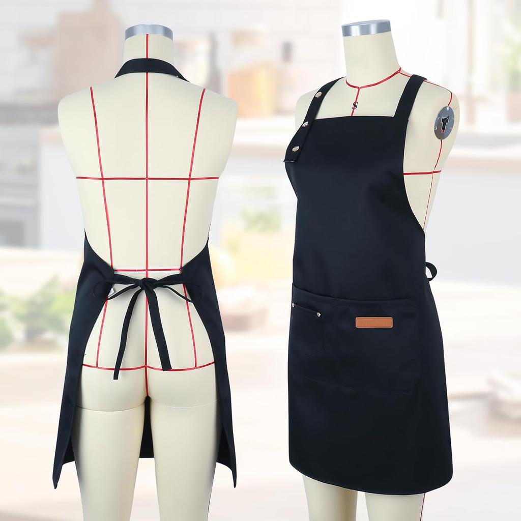 2 Pack Kitchen Aprons for Women, Adjustable Cooking Aprons for Women with Pockets, Waterproof Chef Aprons