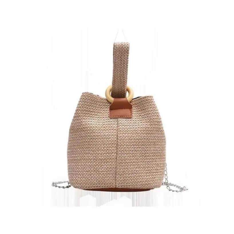 1 Pcs New Versatile Crossbody Bucket Bag Small Fresh Handbag Student Woven Bag Forest Style Beach Women Straw Bag Women