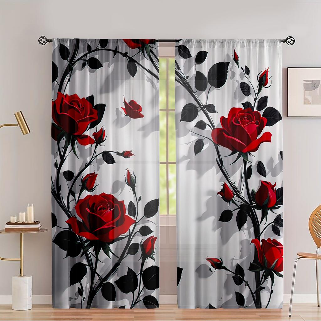 3D Flower Pattern Printed Curtains   Christmas Decorations   Bedroom and Living Room Decoration   Home Decoration   Room Decoration