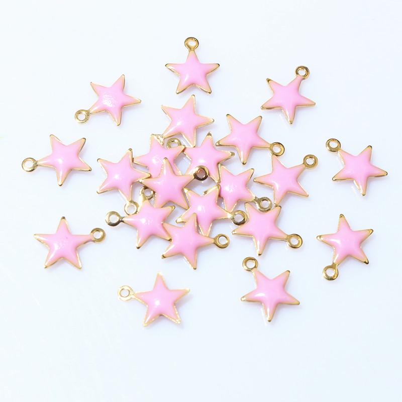 20pcs 8.5x7mm Enamel Small Star Charms Pendant Stainless Steel DIY Jewelry Making Accessories Findings for Bracelet Earrings