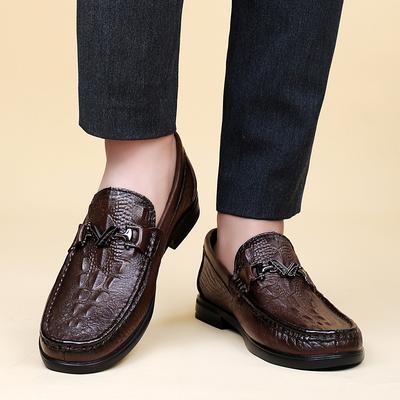 Móda Pánske kožené topánky s krokodílím vzorom z pravej kože Luxusné pánske Svadobné Večierok Vonkajší Voľný Voľný čas Obchod Slip on loafer
