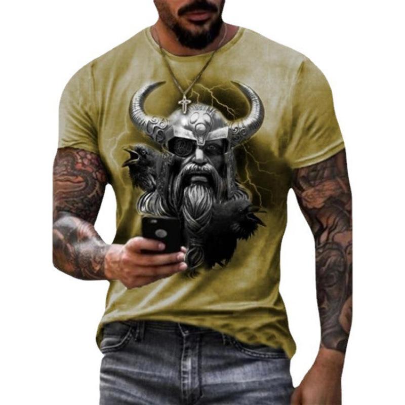 Summer Men's Slim Fit Viking Mythical Warrior Printed Casual Sports 3D T-shirt