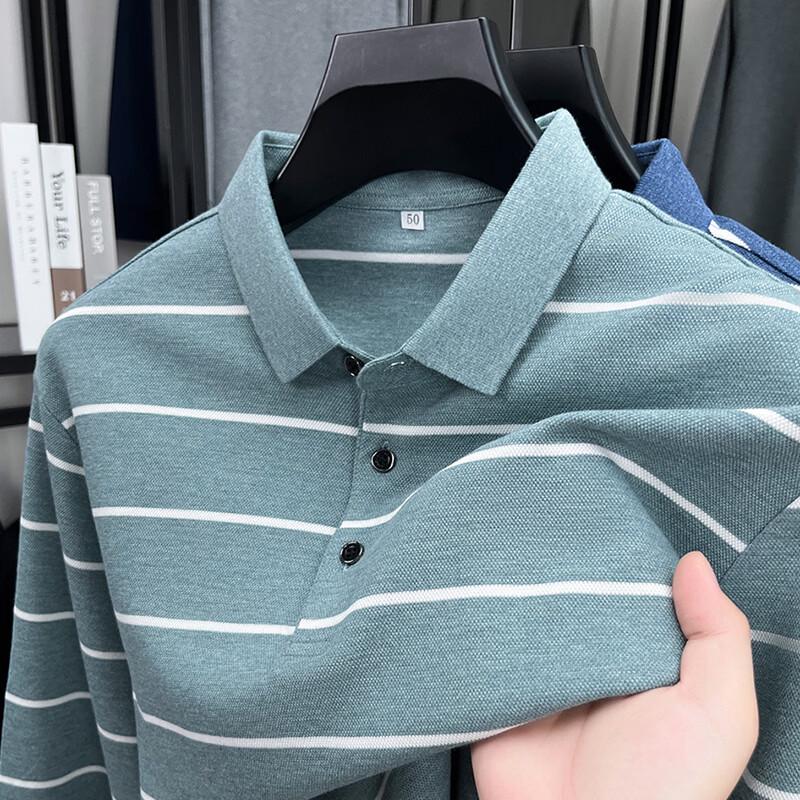 Firstview Men's Urban Casual Striped Long Sleeve Polo Shirt