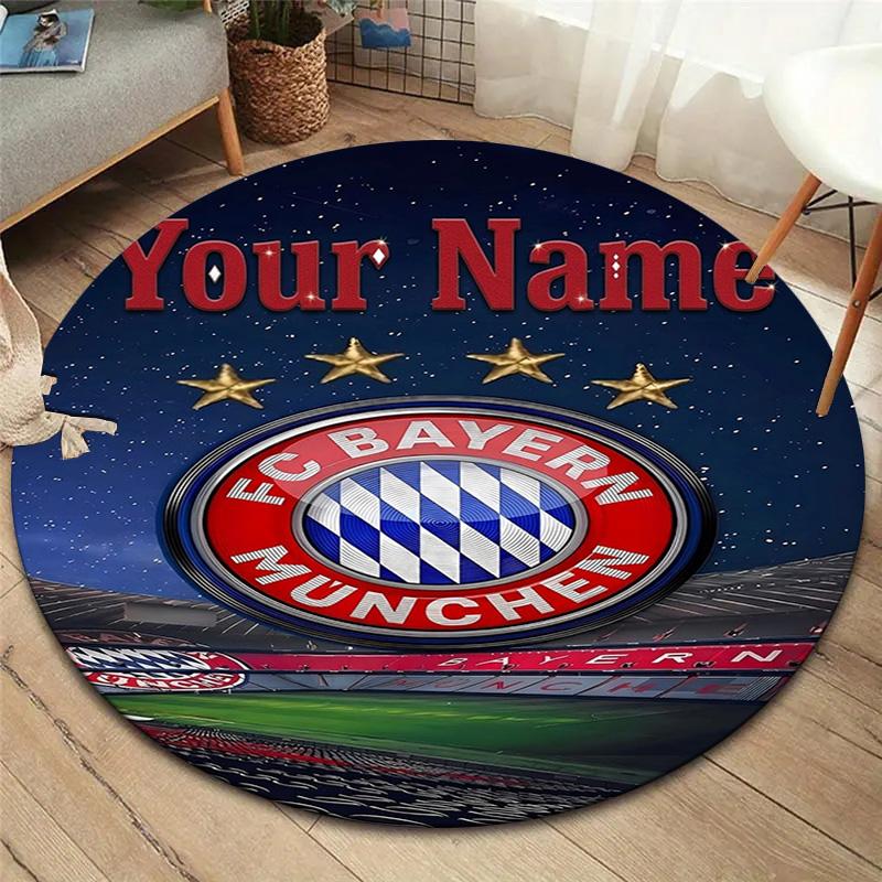 Bayern Munich Fan Gear Custom Name Round Area Rug Carpet Rug For Living Room Bedroom Sofa Playroom Decor Nonslip Floor Mat