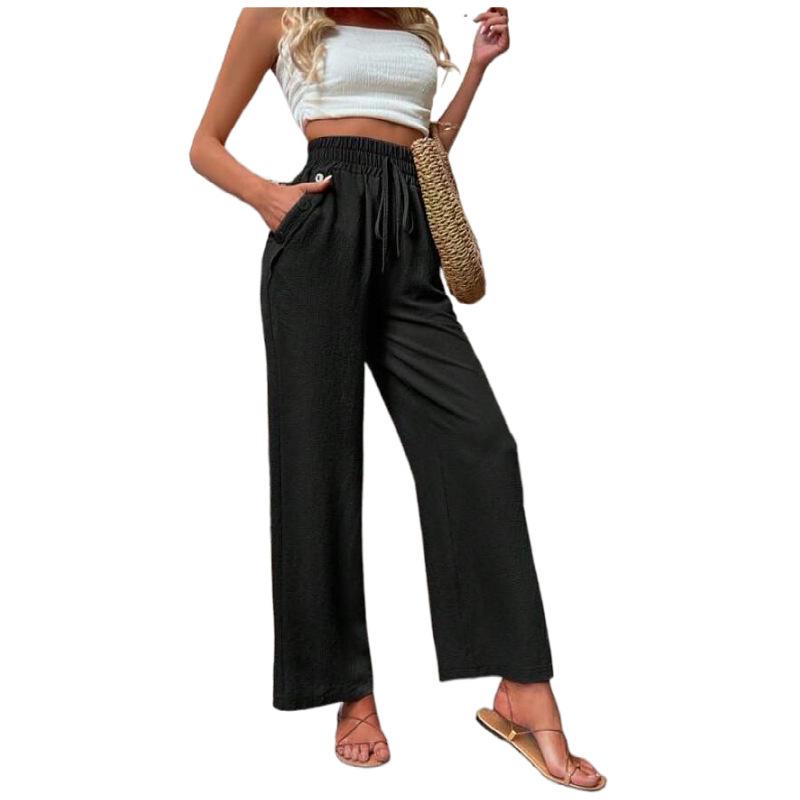 Women's Casual Pants Elastic High Waist Loose Summer Trousers