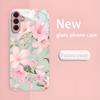 Clean flower patterned glass phone case suitable for Samsung Galaxy S26 S25 S24 S23 S22 S20 FE/Ultra/Plus hard case