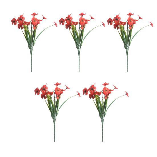 

5 шт. Искусственные фиолетовые пучки Устойчивые к УФ-лучам Искусственные цветы Реалистичные Поддельные фиалки для улицы Патио Веранды Оконные ящики Домашний Внутренний декор красный