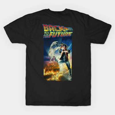 Asian Size Men Print T-shirt Back To The Future (1985) Retro Style No-Cut Heat Transfer Print Cotton Tshirt