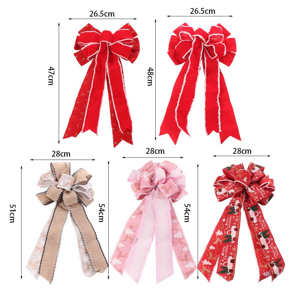 Large Size Christmas Tree Bowknot Double Layer Present Ribbon Knot Christmas Wreath Bow  Wedding
