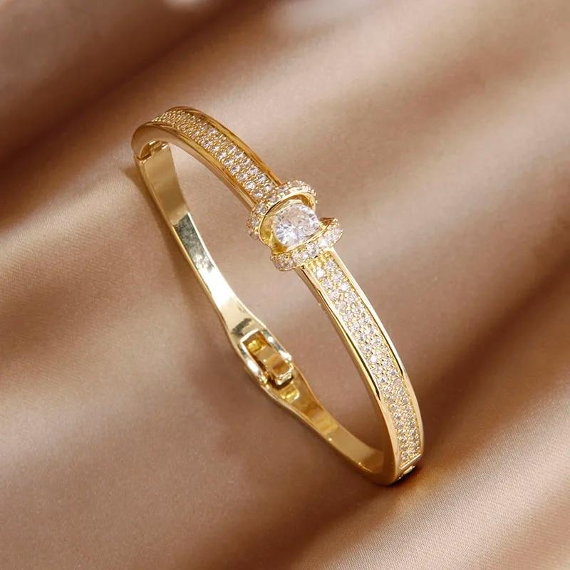 Classical Full Crystal Cubic Zircon Bangles&Bracelet Wide Wedding Bridal Bracelet Ins Fashion Brand Jewelry Open Bracelet