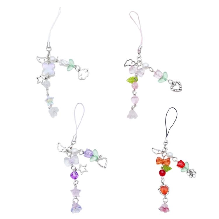 Trendy Phone Charm Unique Flower Keyring Delicate Keychain Phone Accessories Bag Pendant for Purse Backpack