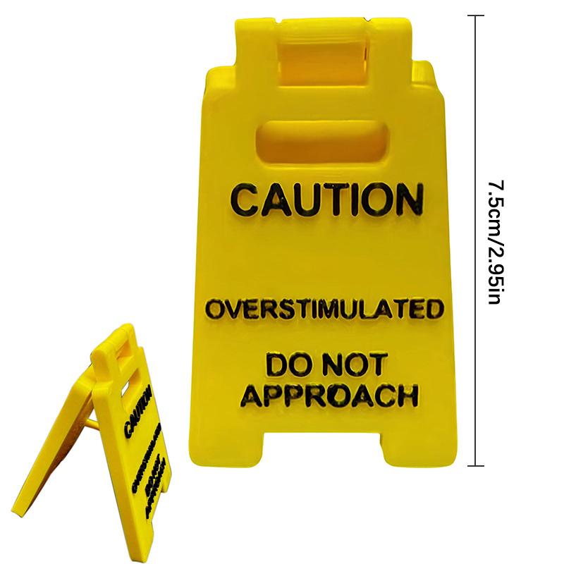 Caution Overstimulated Desk Sign 3D Printed Funny Warning Sign Mini Office Decor Humor Gag Gift For Coworker Employee Boss