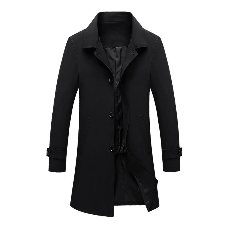 Spring and Autumn Business Casual Men's Mid-length Lapel Coat