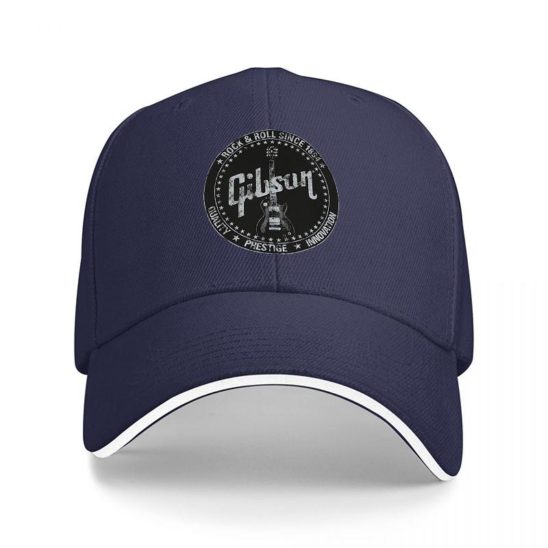 

Gibson Rock And Roll Since Logo Baseball Cap Classic Black Adjustable Hat With White Trim Premium Music Brand Design Adjustable