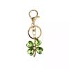 Trendy Luxury Rhinestone Four-Leaf Clover Keychain Fashion Exquisite Green Leaf Keyring Bag Charms For Women Gifts