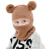 Kids Winter Hat Scarf Set Knitted Hat Scarf Earflap Thick Fleece Lined Warm Hood Hat with Pompoms for Girls Boys