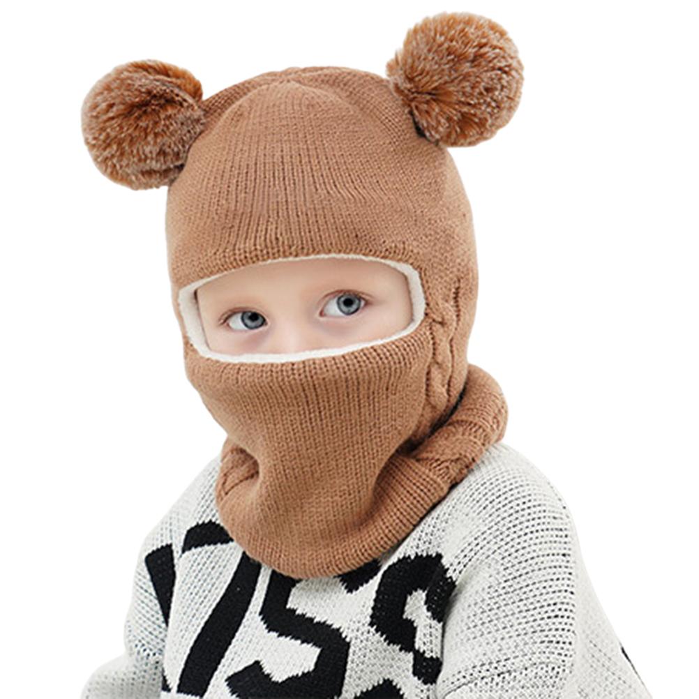Kids Winter Hat Scarf Set Knitted Hat Scarf Earflap Thick Fleece Lined Warm Hood Hat with Pompoms for Girls Boys