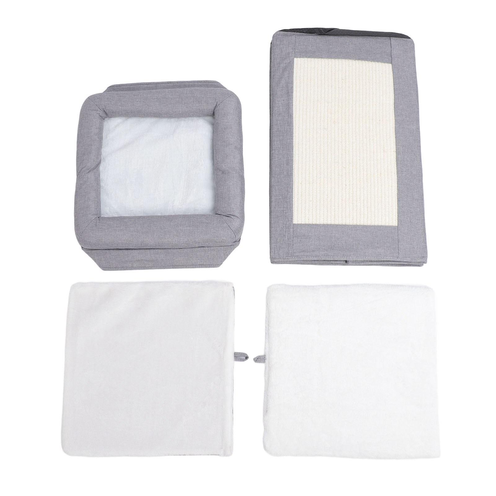 

Складной универсальный двухэтажный домик для кошек с когтеточкой для домашнего магазина бежевый серый