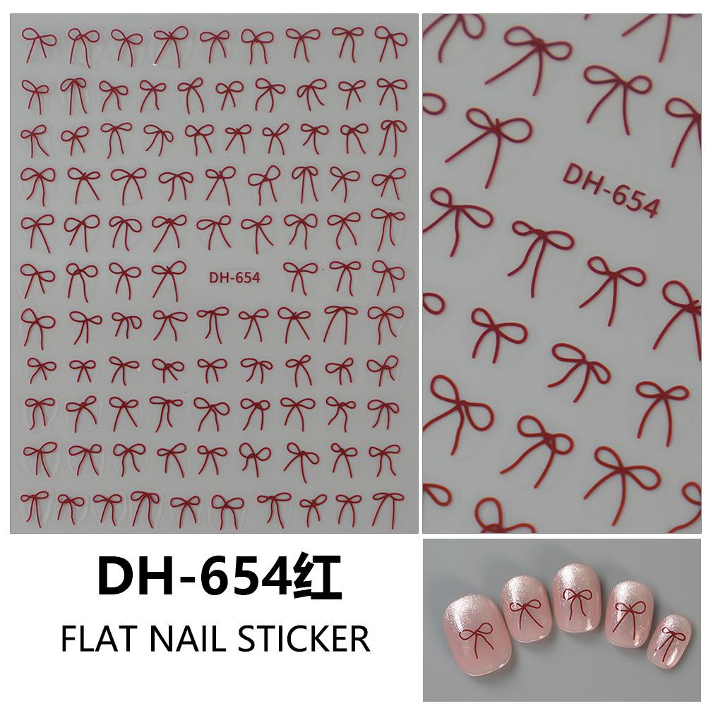 Valentine'S Day 3D Bow Nail Stickers French Minimalist Red Bowknot Designs Self-Adhesive Decals For Diy Nail Decor Itemations
