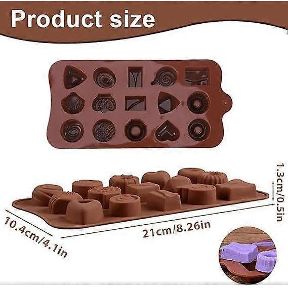 Silicone Chocolate Mold, 15 Non-Stick Cavities, Chocolate Molds, Silicone Candy Mold, Pastry Molds, for Homemade Chocolate, Waffles, Pralines, Candy,