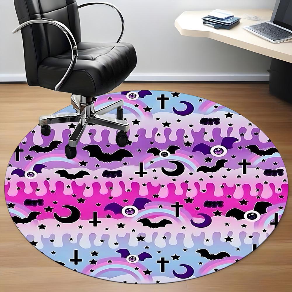 1pc Gothic Bat Office Round Rug, Non-slip, Soft and Durable Office Rug for Interior Decoration, Perfect for Office,Decoration yy260204049